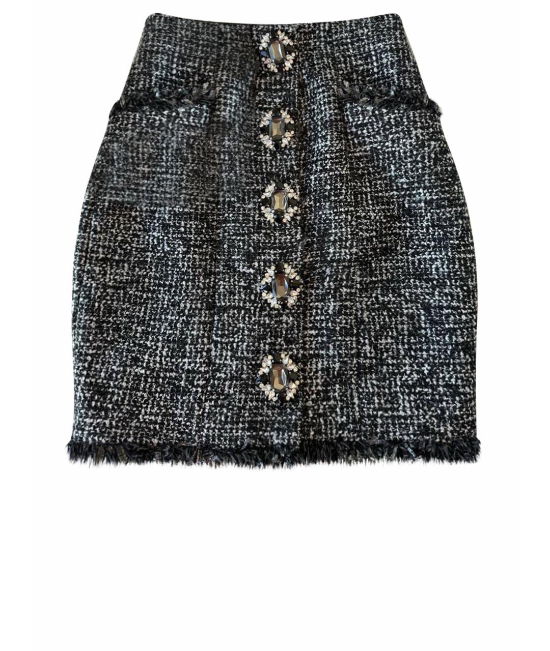PHILIPP PLEIN Антрацитовая юбка мини, фото 1