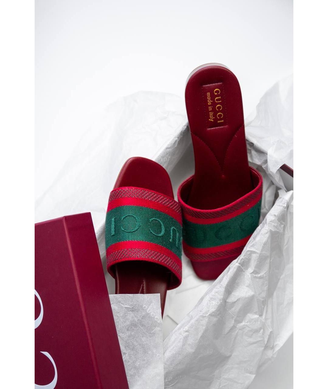 GUCCI Бордовые шлепанцы, фото 6