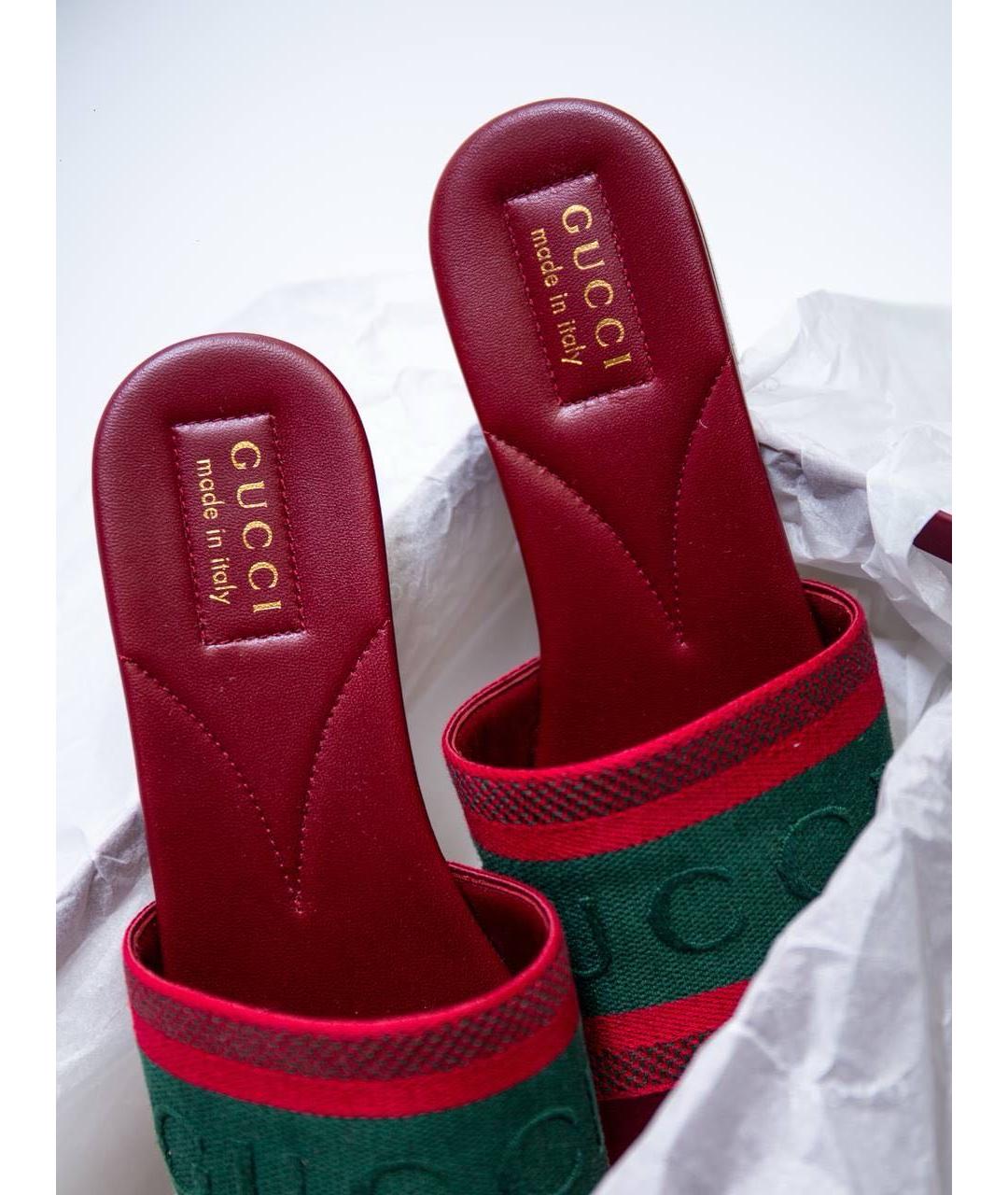 GUCCI Бордовые шлепанцы, фото 4