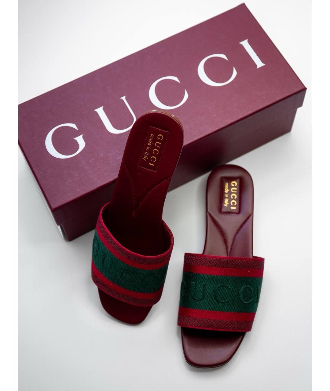 GUCCI Бордовые шлепанцы, фото 3