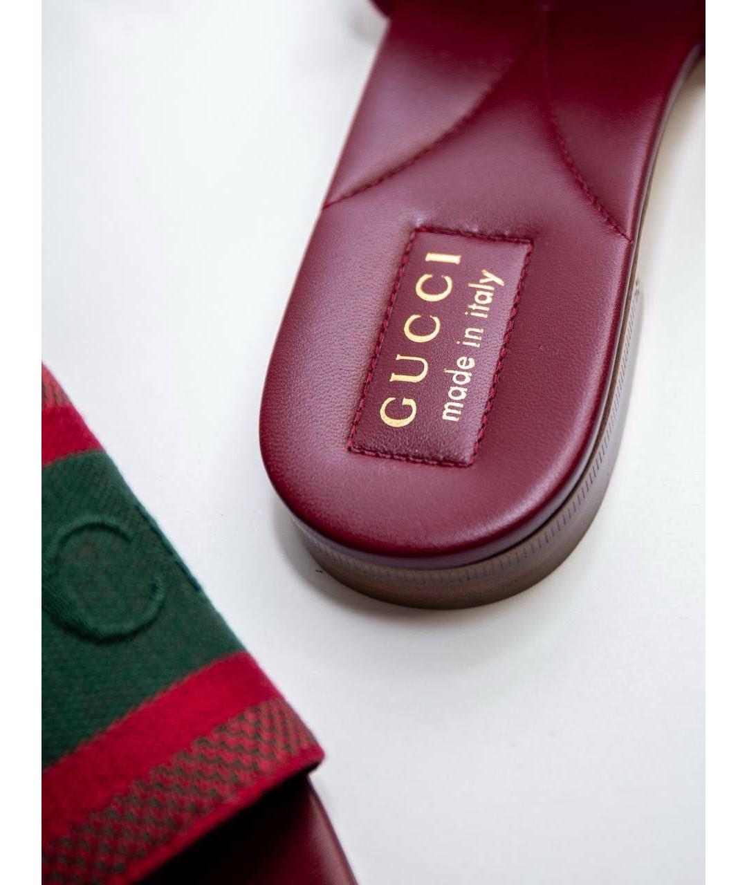 GUCCI Бордовые шлепанцы, фото 5