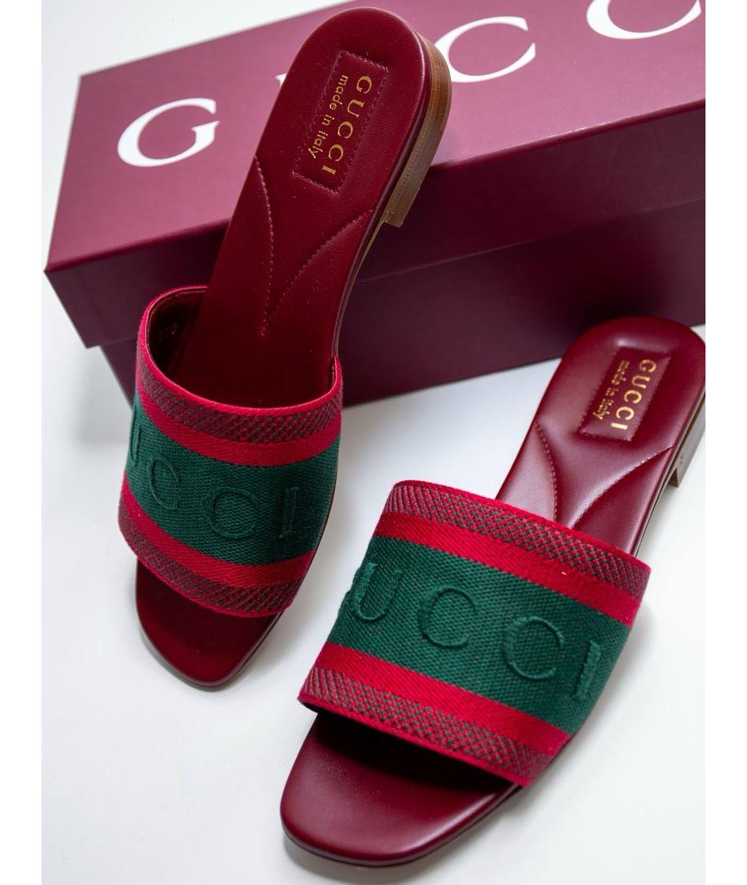 GUCCI Бордовые шлепанцы, фото 2