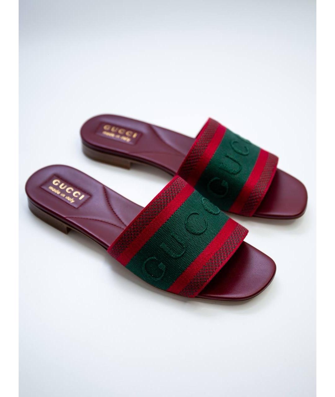 GUCCI Бордовые шлепанцы, фото 7