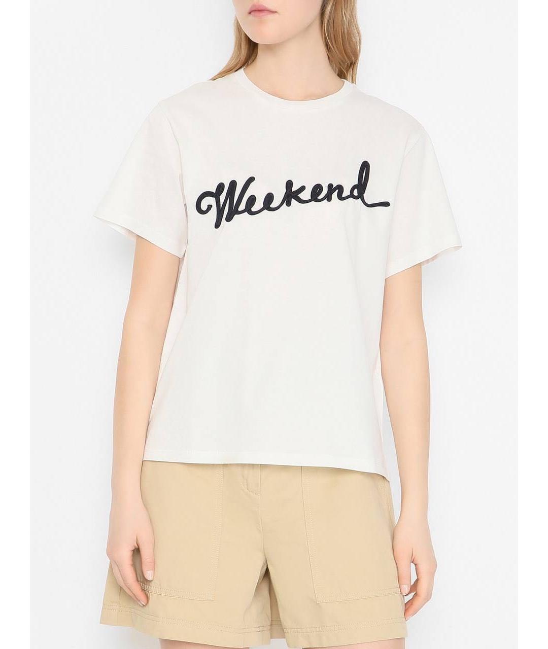 WEEKEND MAX MARA Белая хлопковая футболка, фото 2