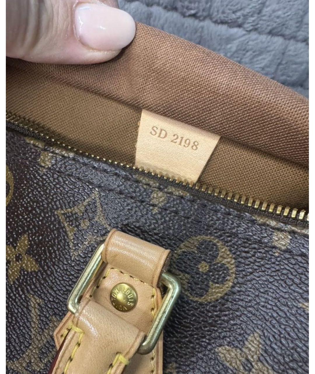 LOUIS VUITTON Коричневая кожаная сумка с короткими ручками, фото 7