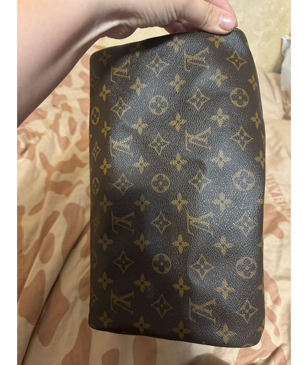 LOUIS VUITTON Коричневая кожаная сумка с короткими ручками, фото 6