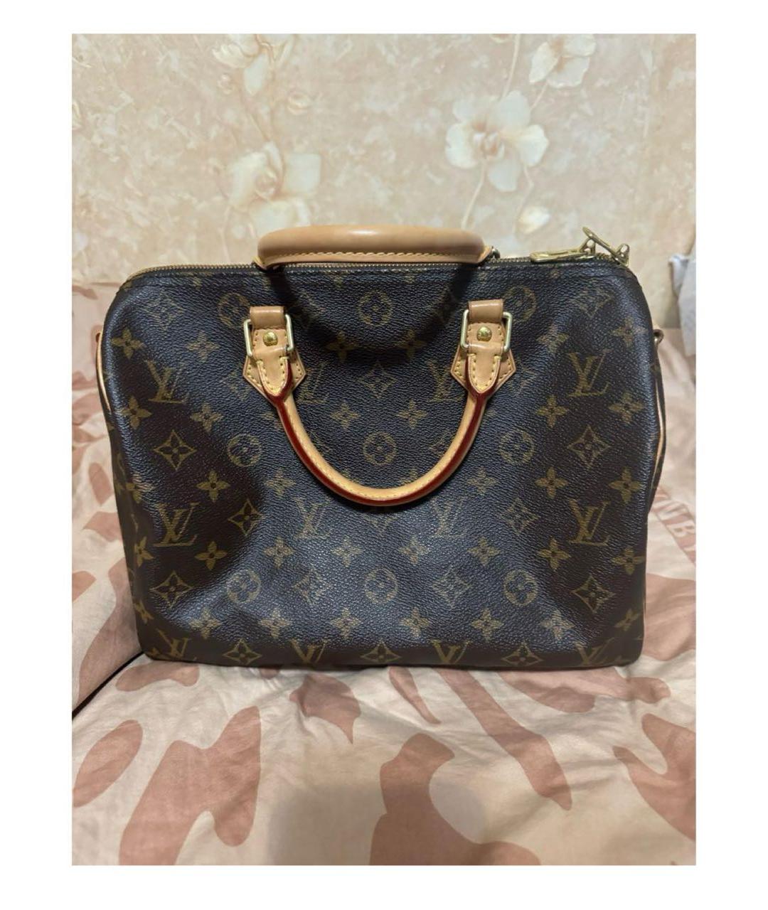LOUIS VUITTON Коричневая кожаная сумка с короткими ручками, фото 3