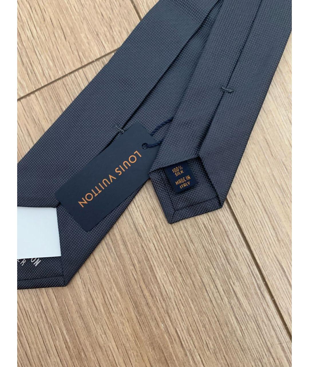 LOUIS VUITTON Антрацитовый шелковый галстук, фото 4