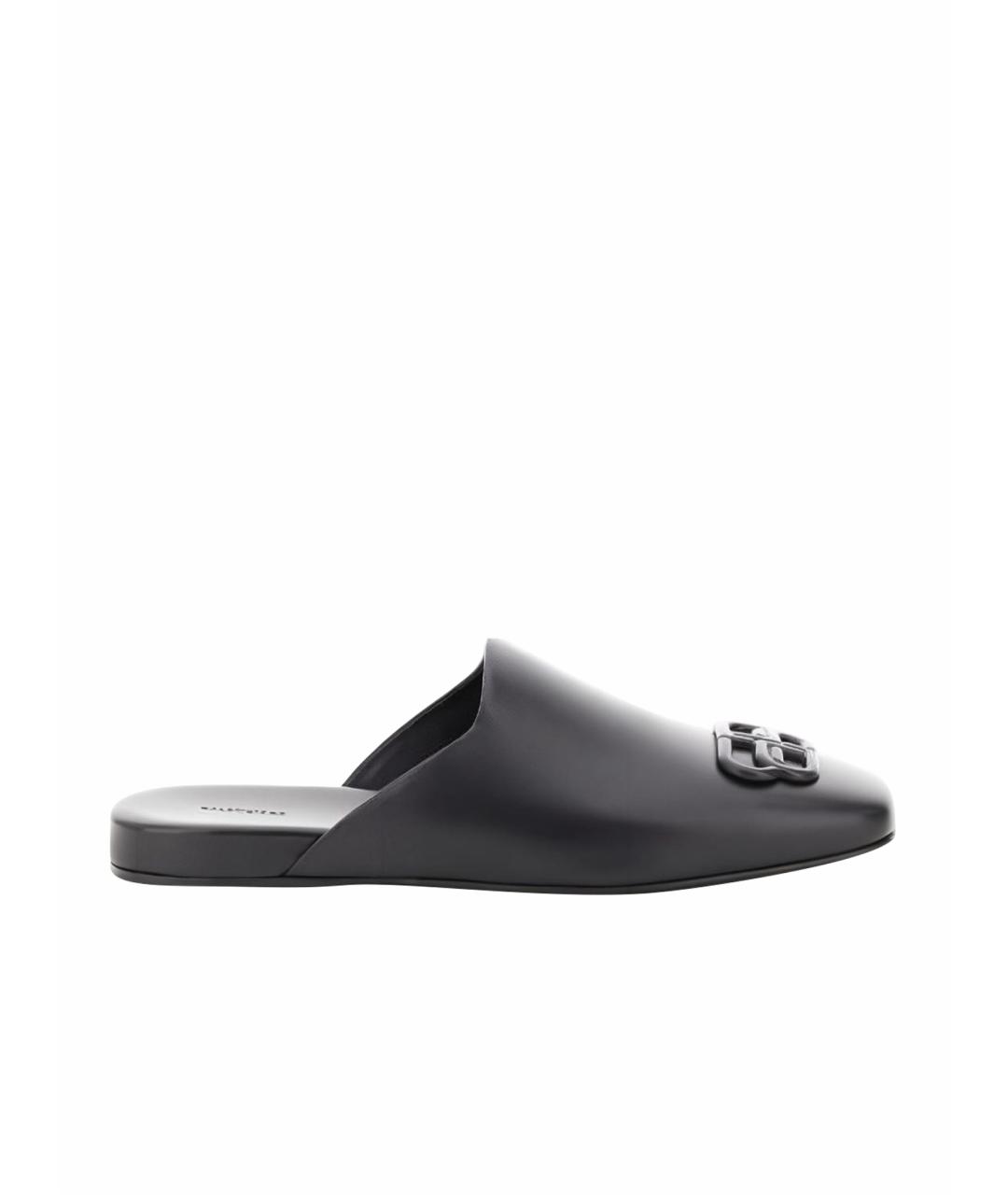 BALENCIAGA Черные кожаные мюли, фото 1