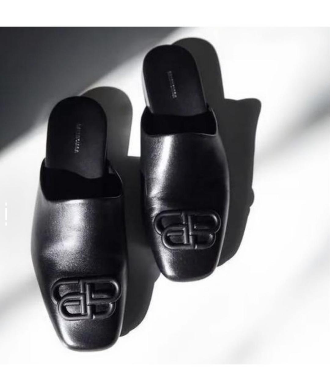 BALENCIAGA Черные кожаные мюли, фото 3