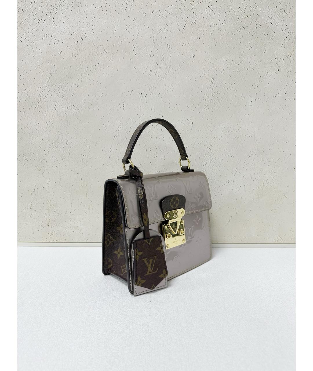 LOUIS VUITTON Серебряная кожаная сумка с короткими ручками, фото 4