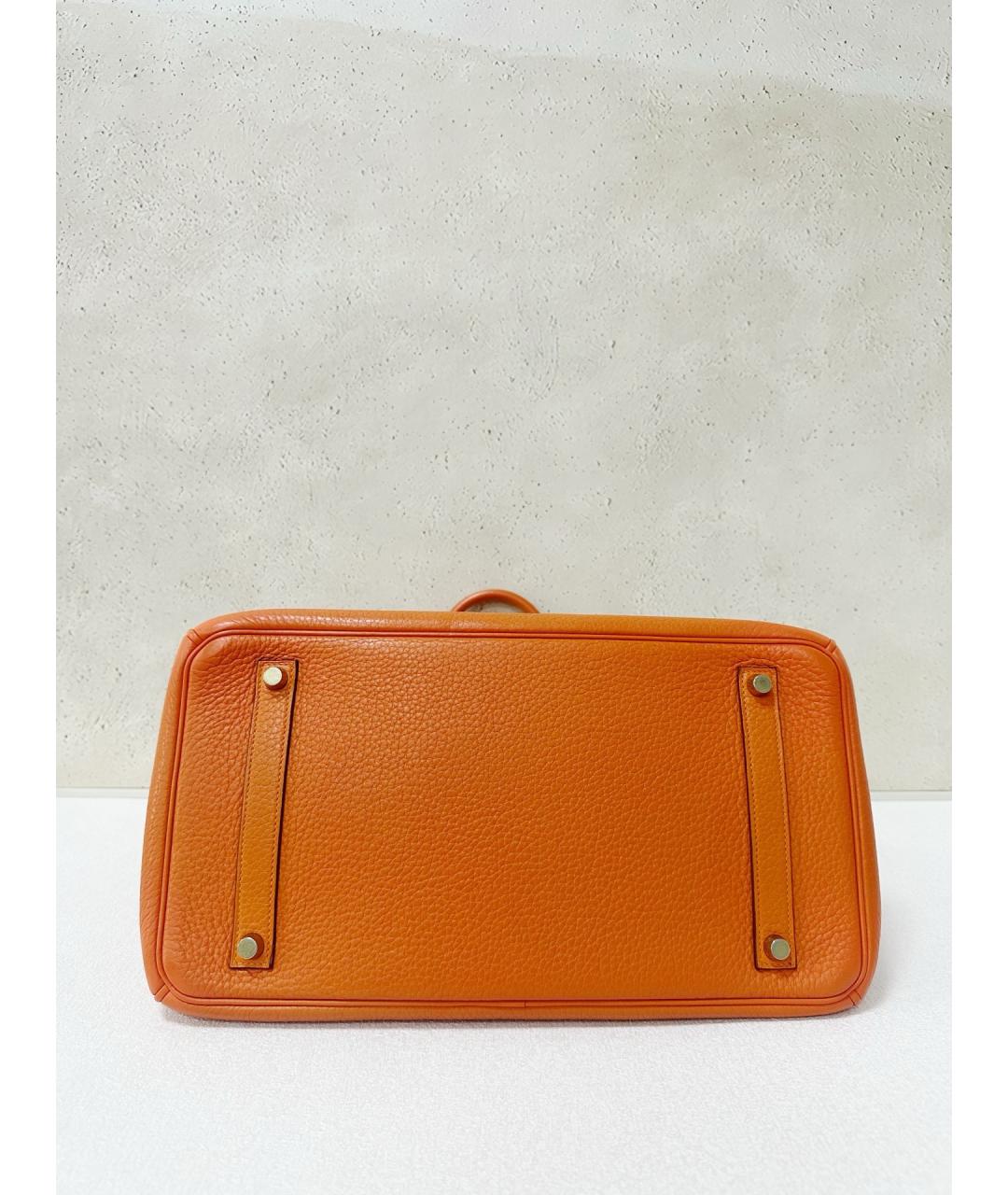 HERMES Оранжевая кожаная сумка тоут, фото 5