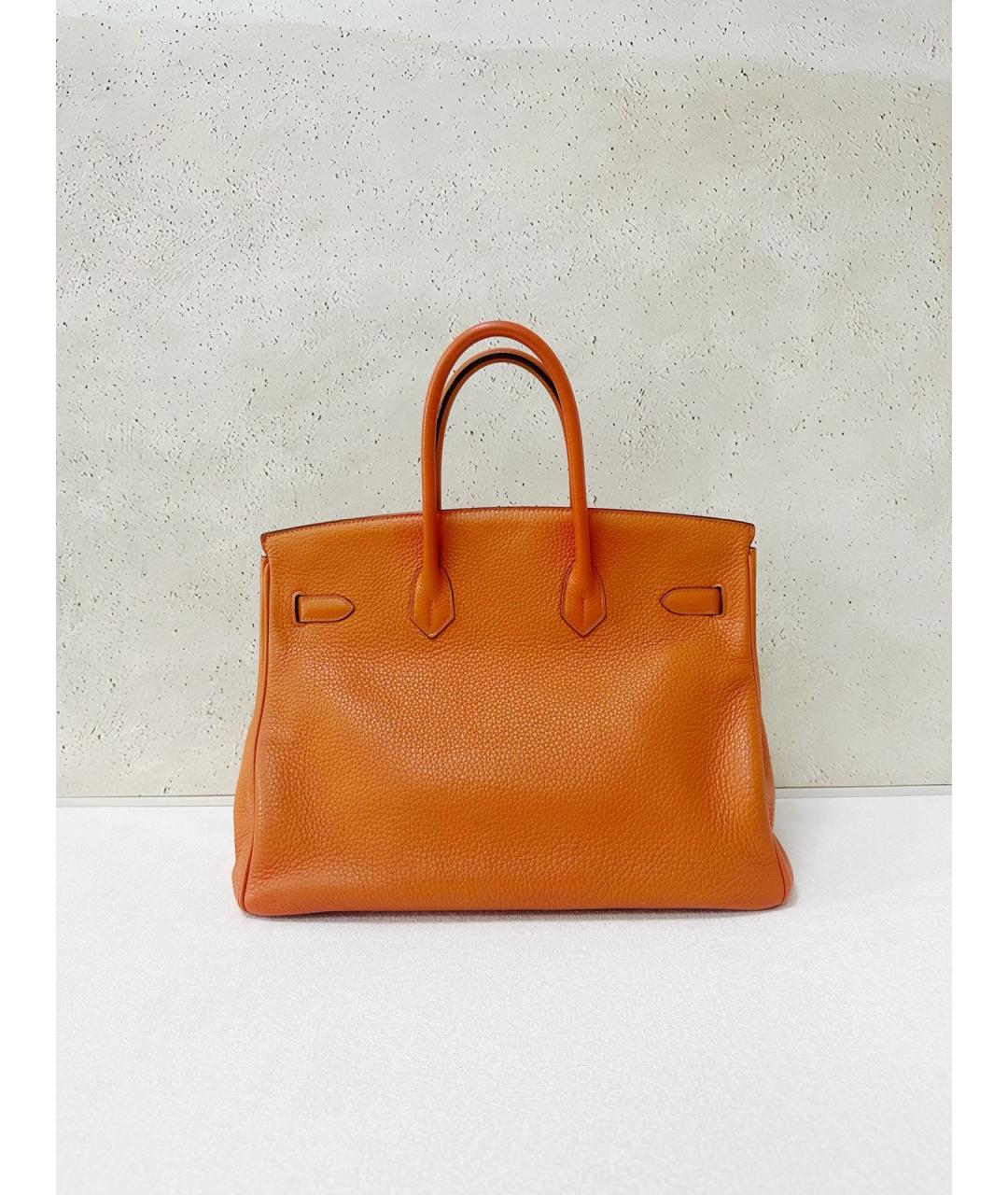 HERMES Оранжевая кожаная сумка тоут, фото 2