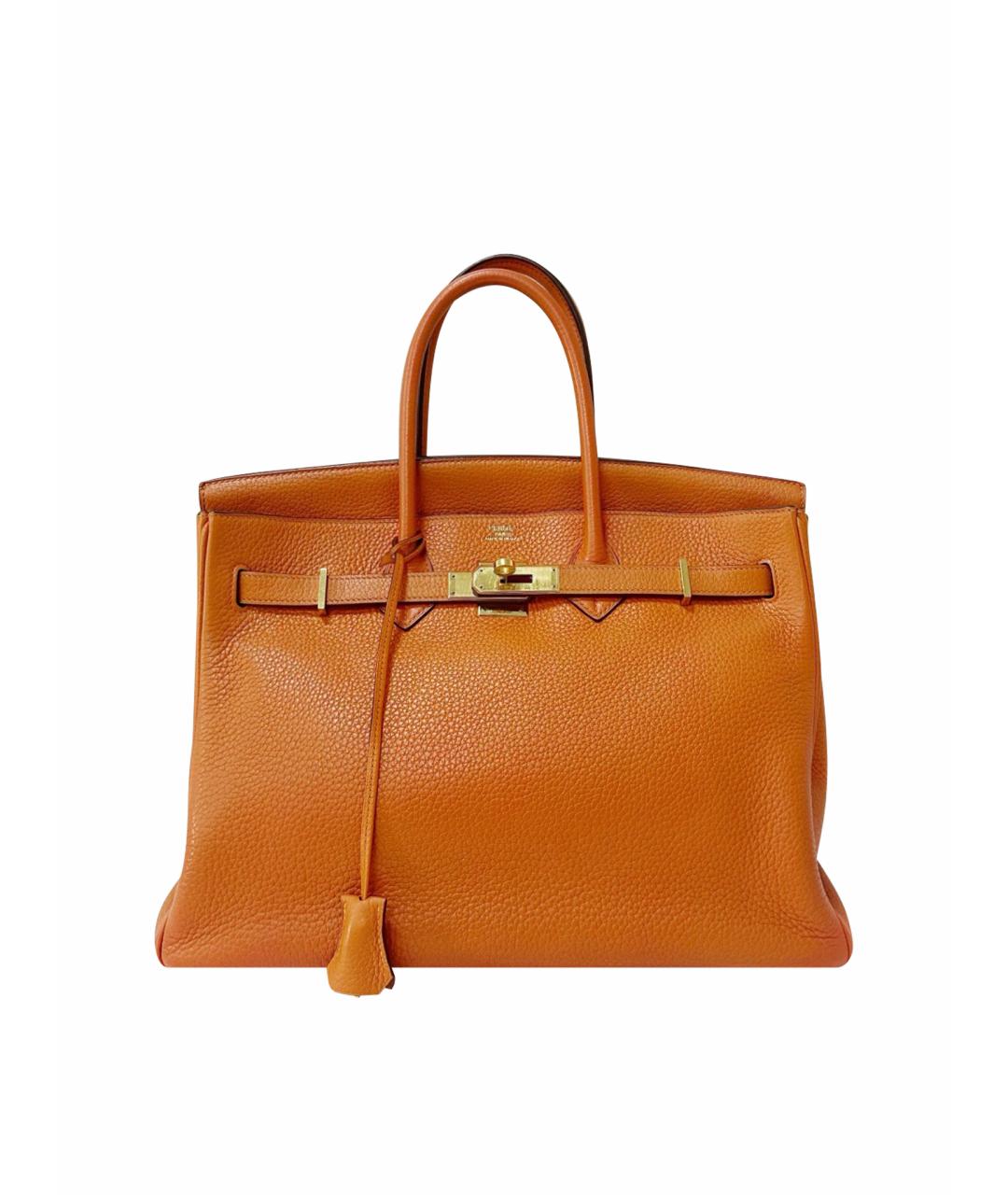 HERMES Оранжевая кожаная сумка тоут, фото 1