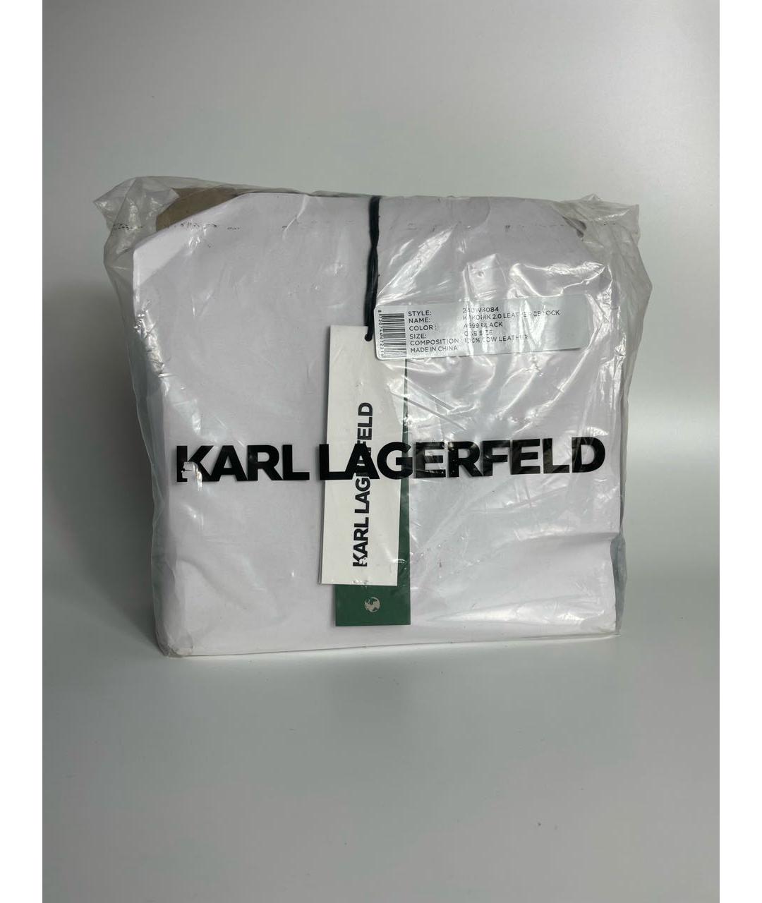 KARL LAGERFELD Антрацитовая кожаная сумка с короткими ручками, фото 6