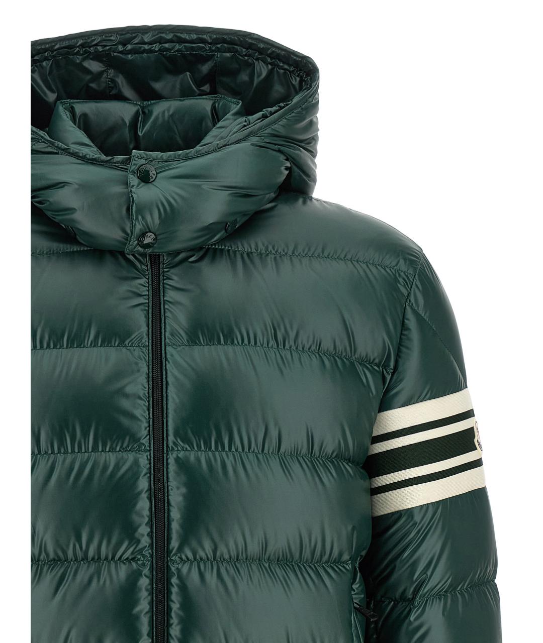 MONCLER Зеленый полиэстеровый пуховик, фото 4