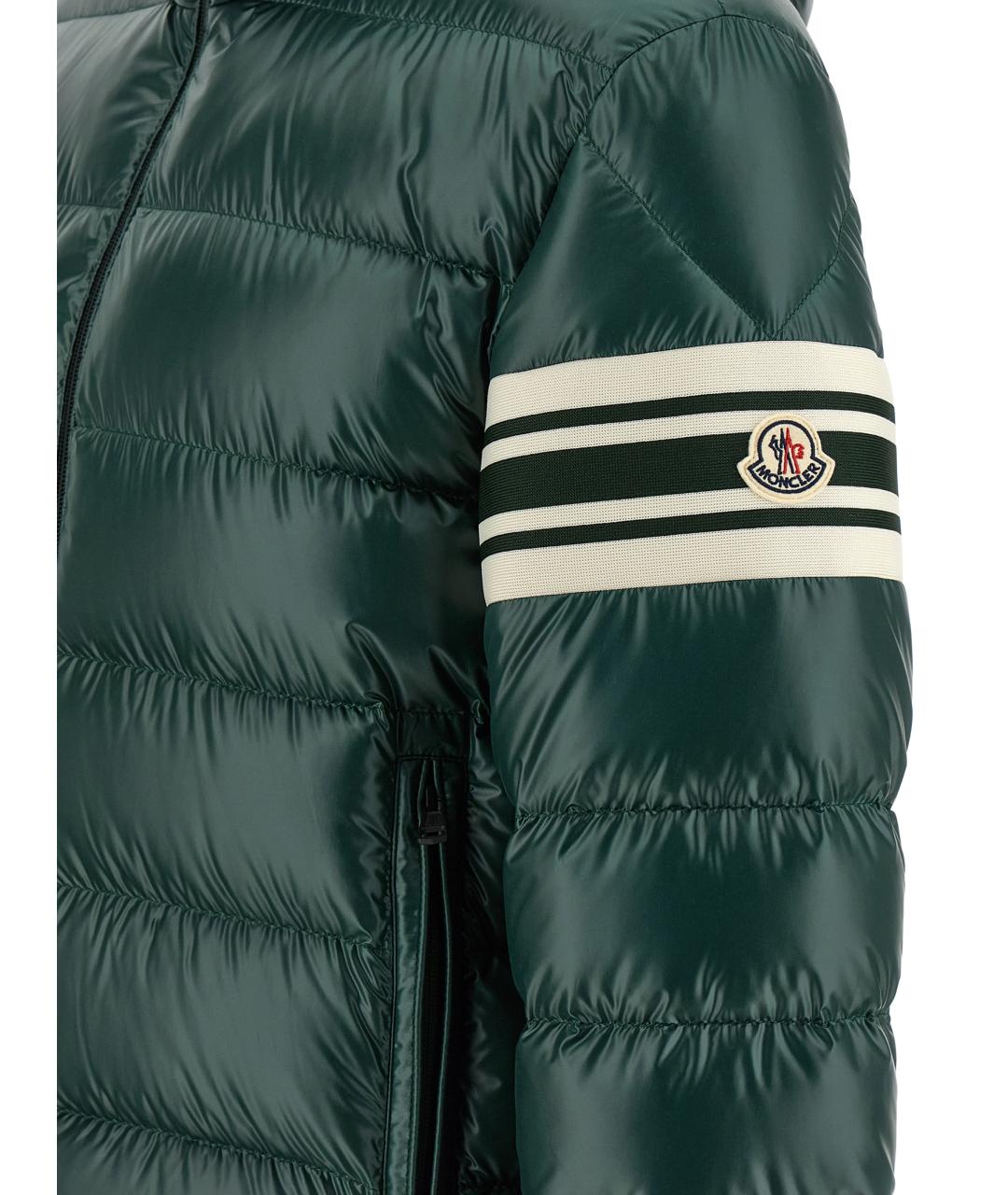 MONCLER Зеленый полиэстеровый пуховик, фото 5