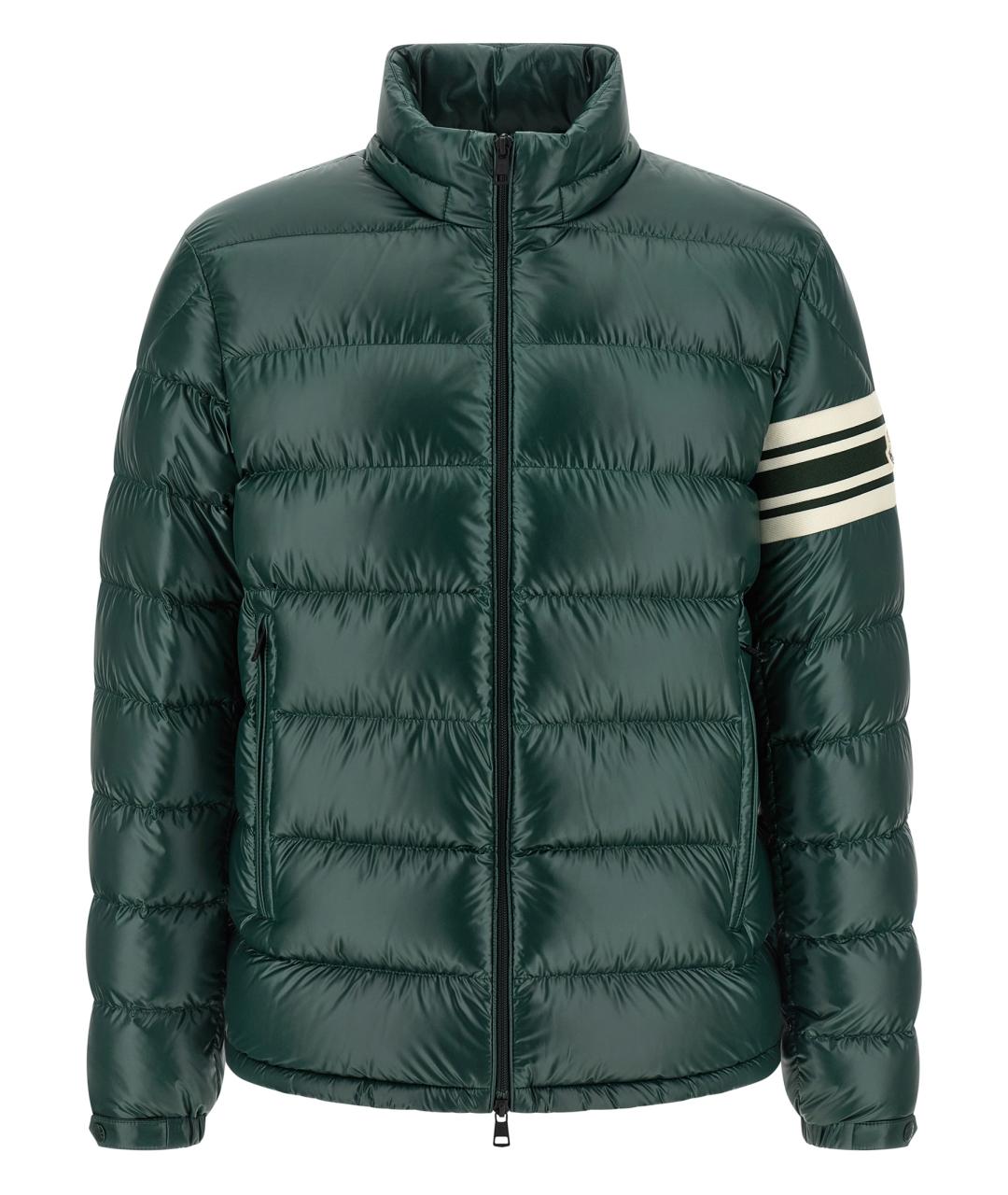 MONCLER Зеленый полиэстеровый пуховик, фото 2