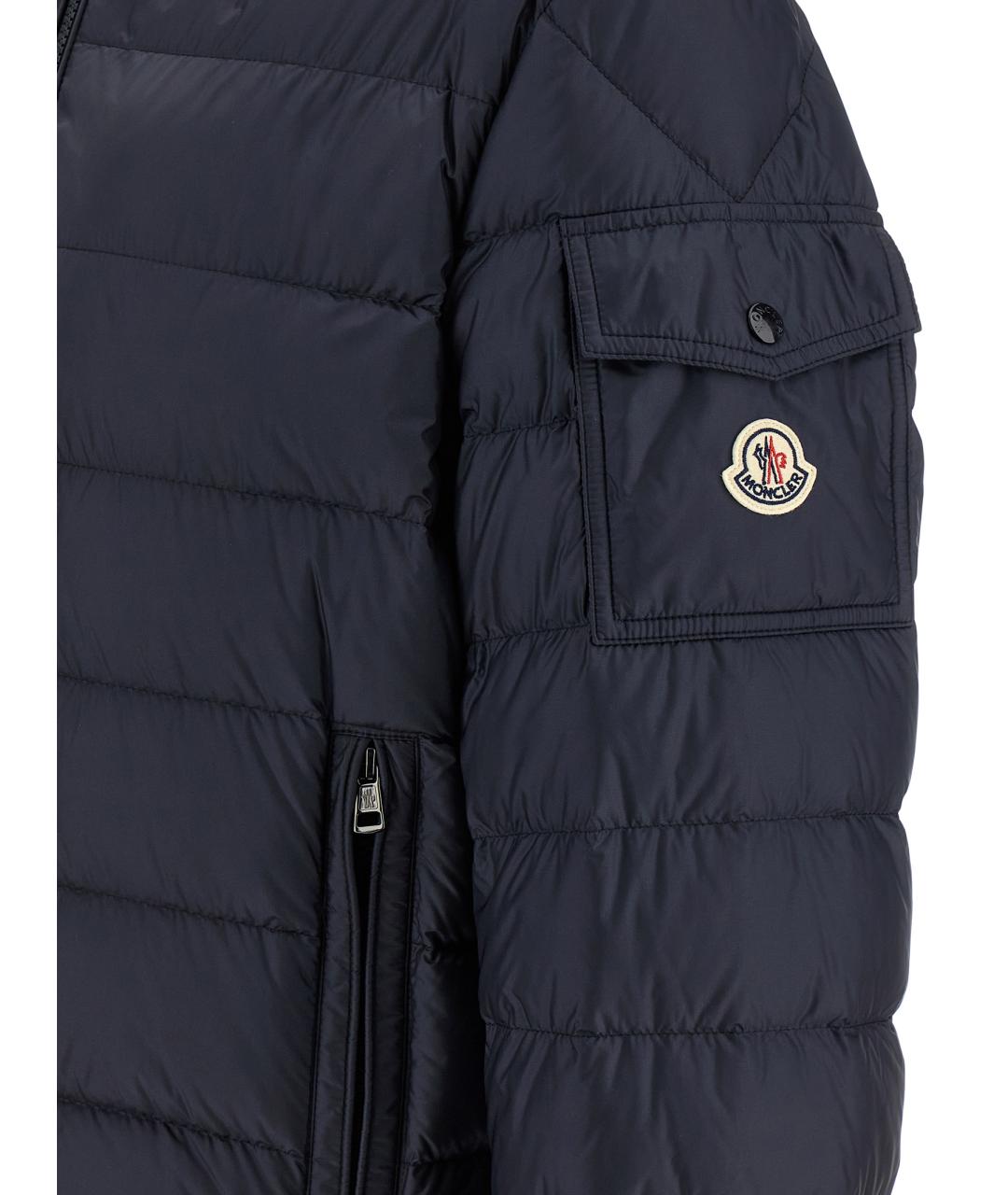 MONCLER Темно-синий полиамидовый пуховик, фото 4