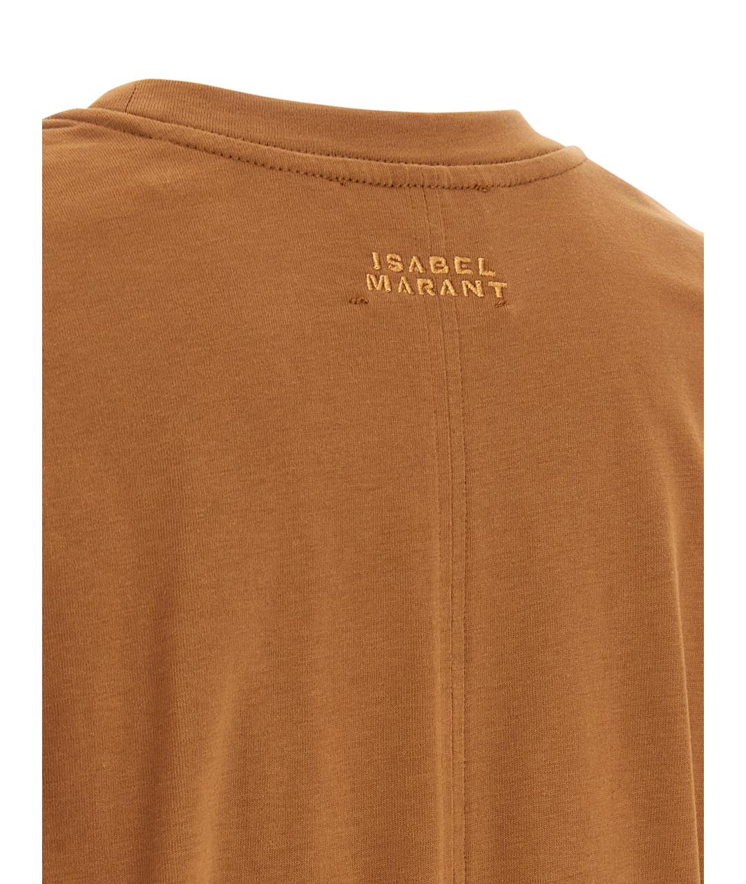 ISABEL MARANT Коричневая хлопковая футболка, фото 4