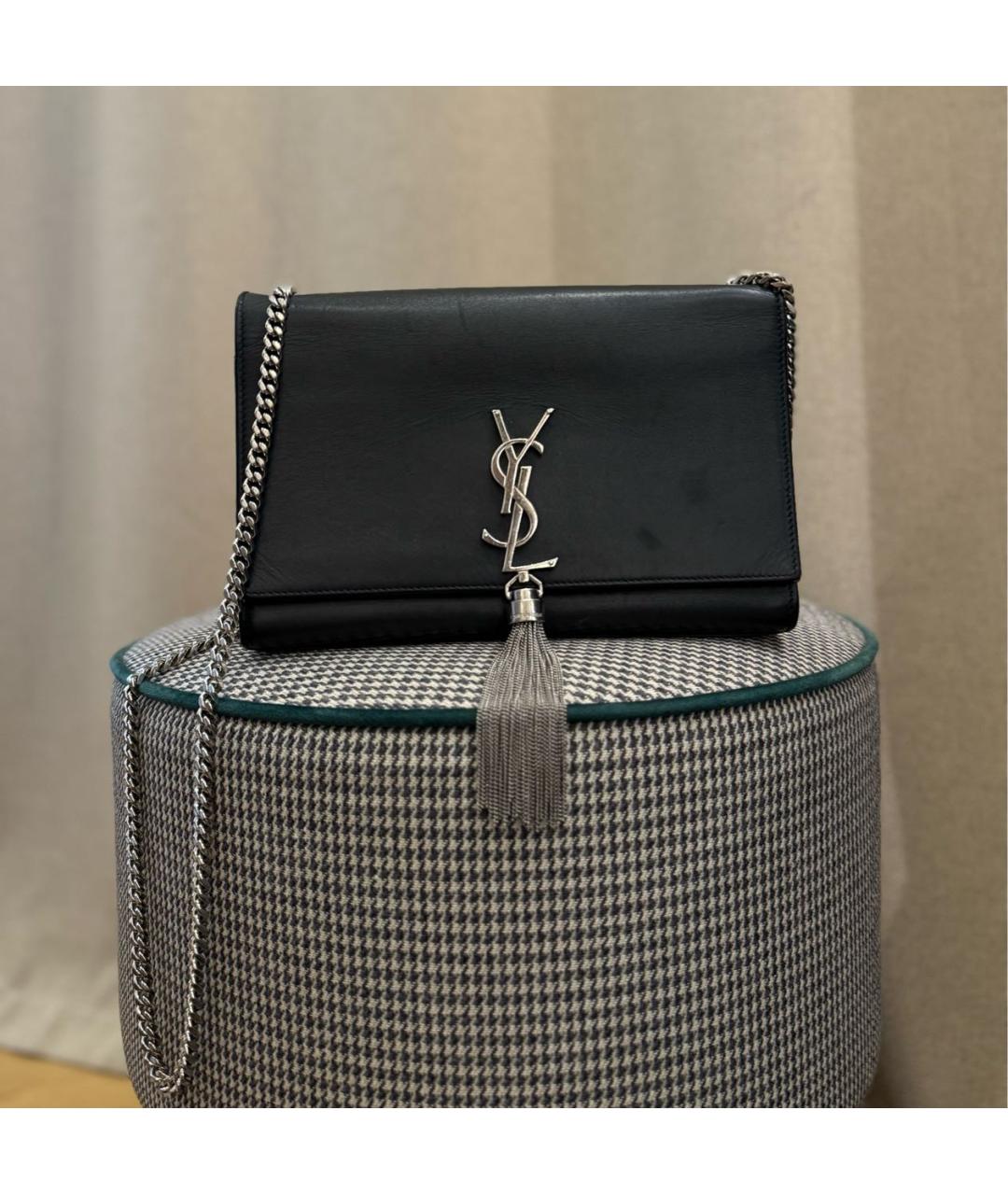 SAINT LAURENT Черная кожаная сумка через плечо, фото 2