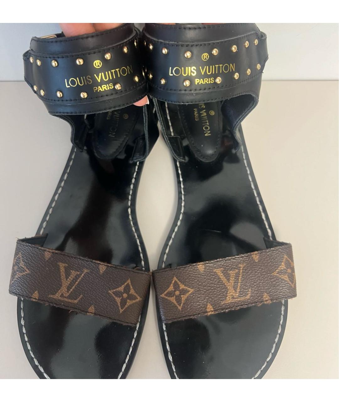 LOUIS VUITTON Коричневые кожаные сандалии, фото 3