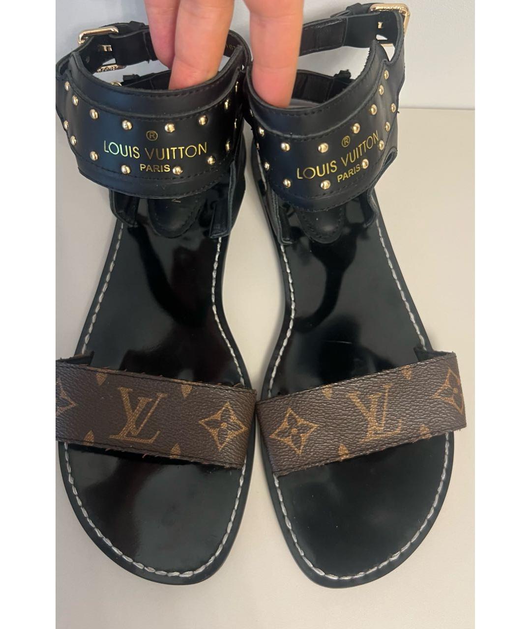 LOUIS VUITTON Коричневые кожаные сандалии, фото 2