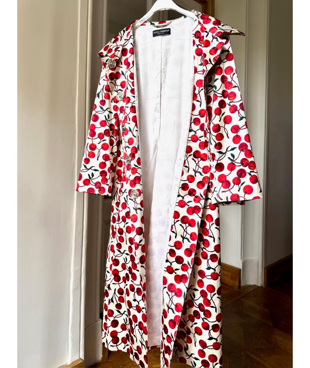 DOLCE&GABBANA Белое шелковое пальто, фото 4