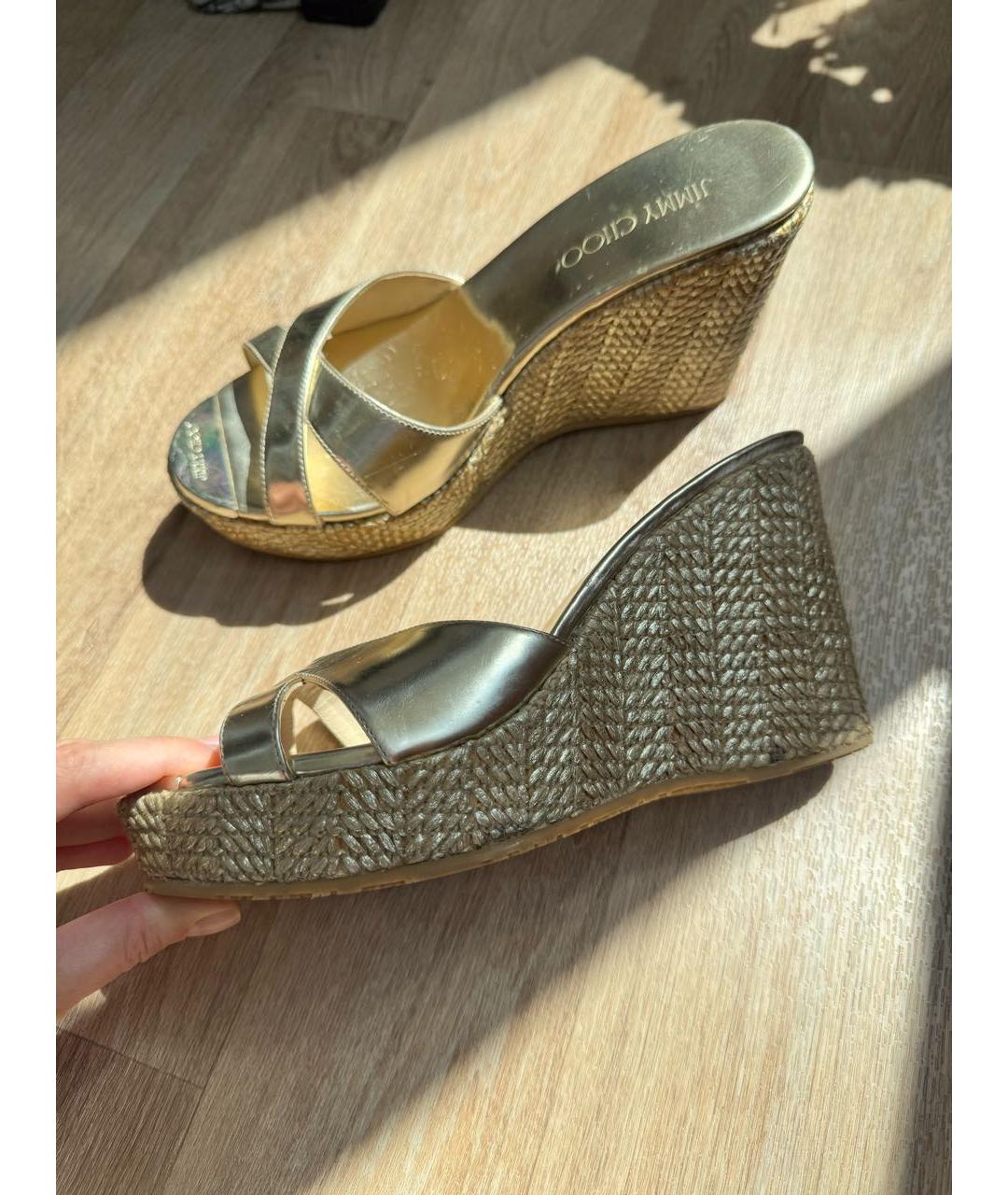 JIMMY CHOO Золотые шлепанцы, фото 3
