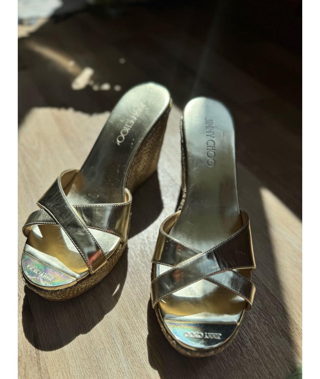 JIMMY CHOO Золотые шлепанцы, фото 2