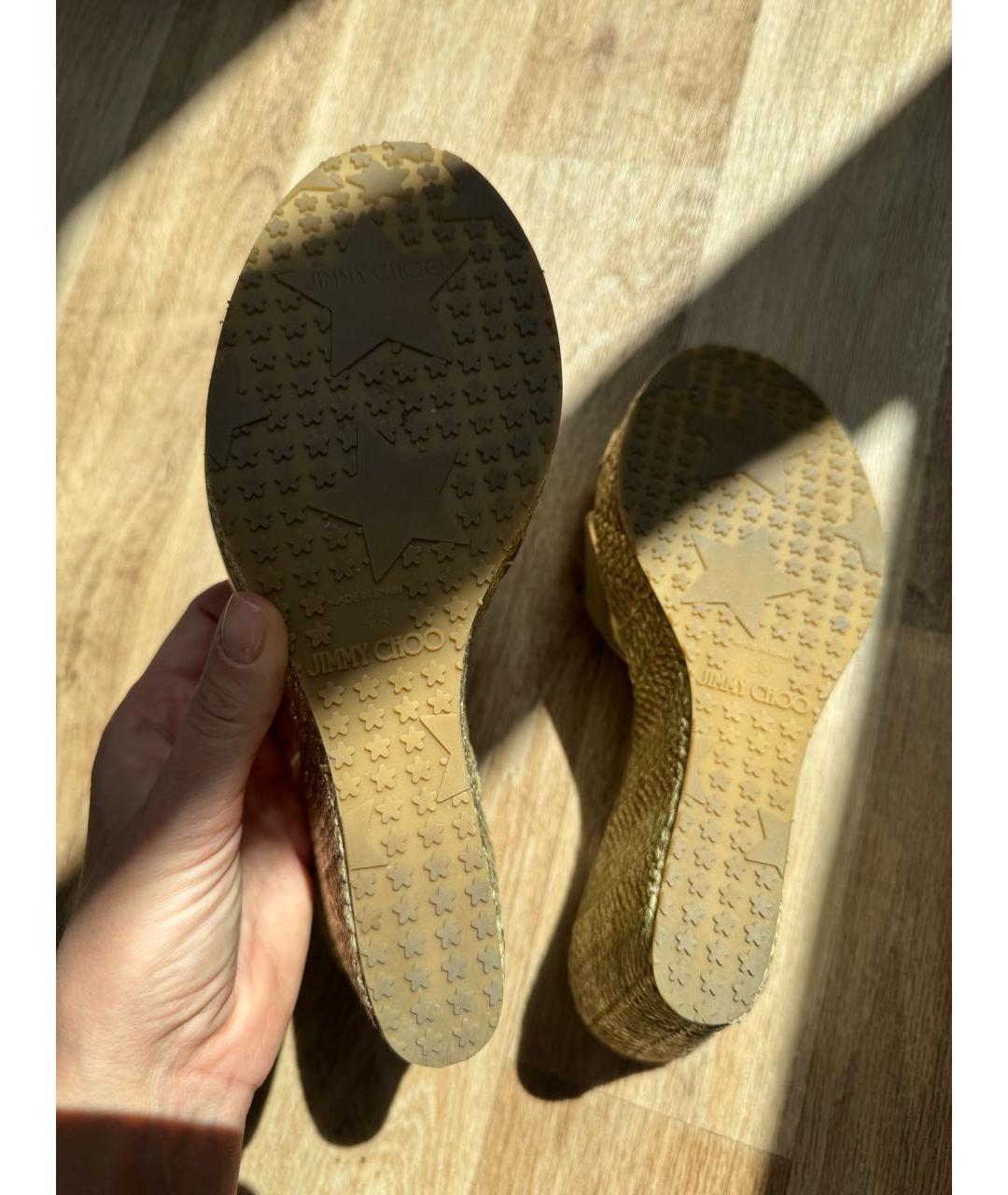 JIMMY CHOO Золотые шлепанцы, фото 4