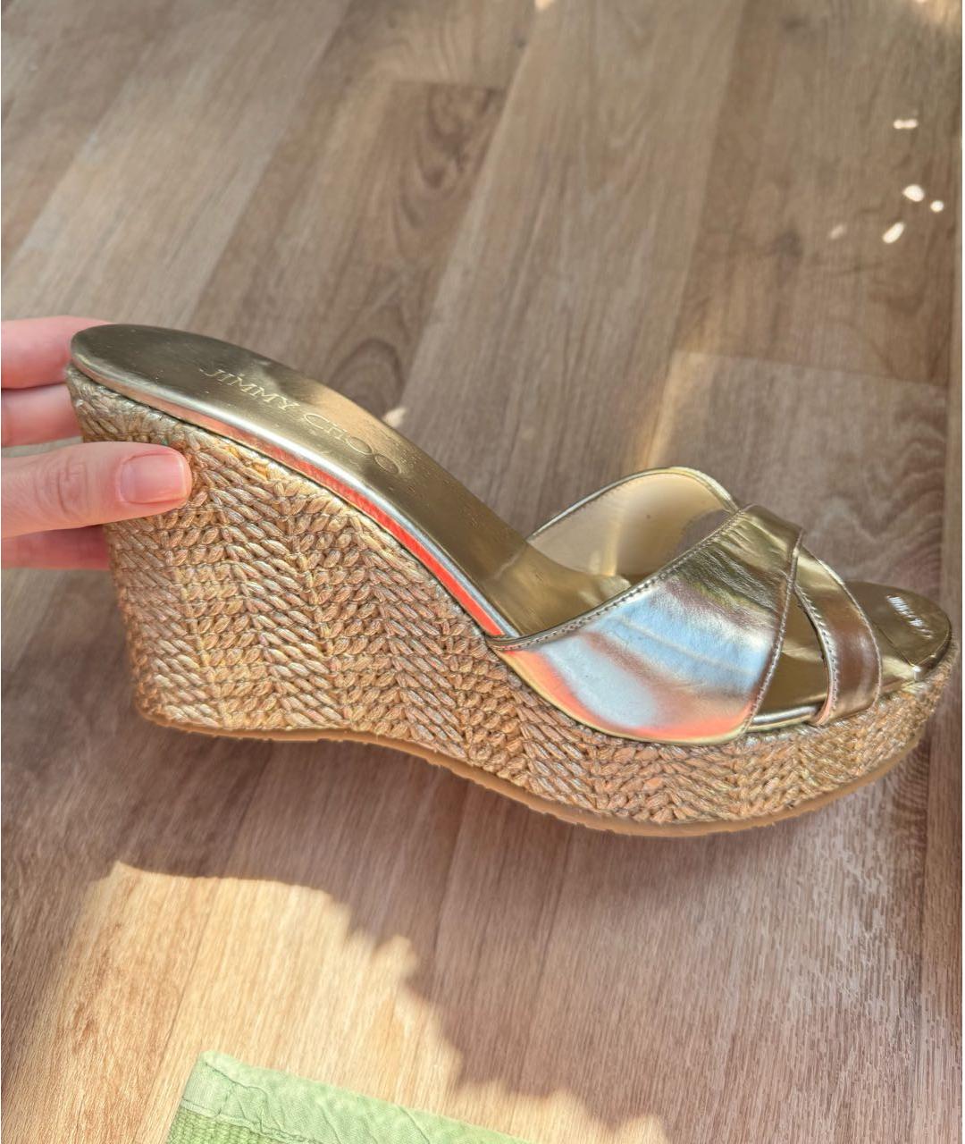 JIMMY CHOO Золотые шлепанцы, фото 5