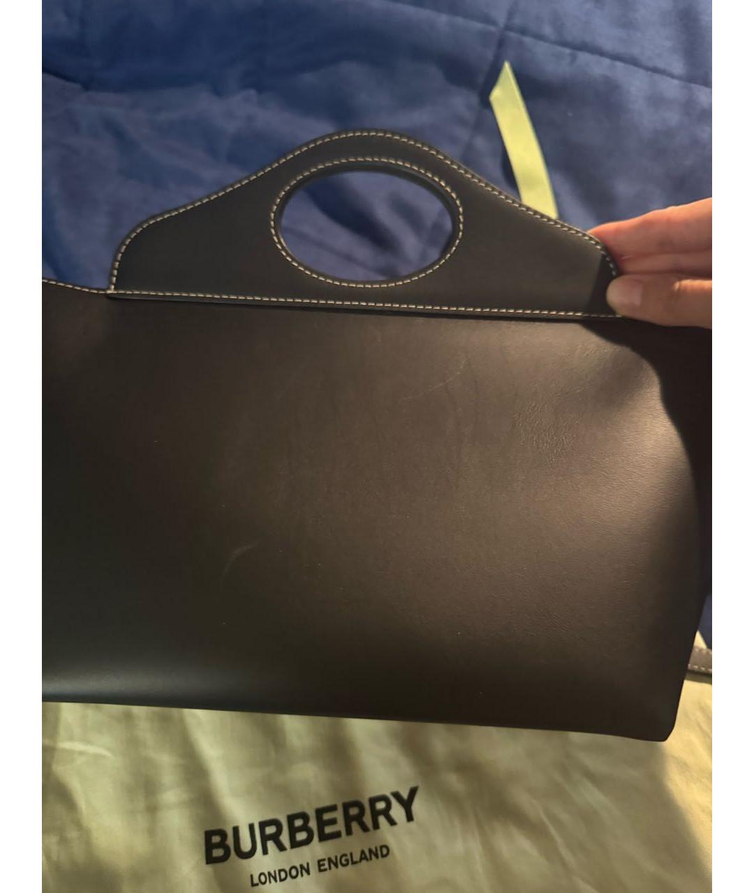 BURBERRY Черная кожаная сумка с короткими ручками, фото 6