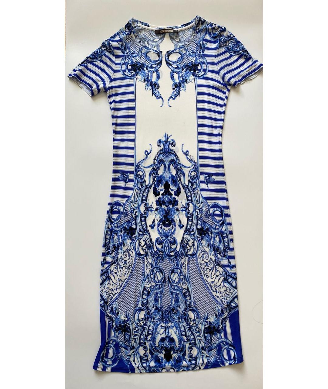 ROBERTO CAVALLI Синее вискозное платье, фото 8