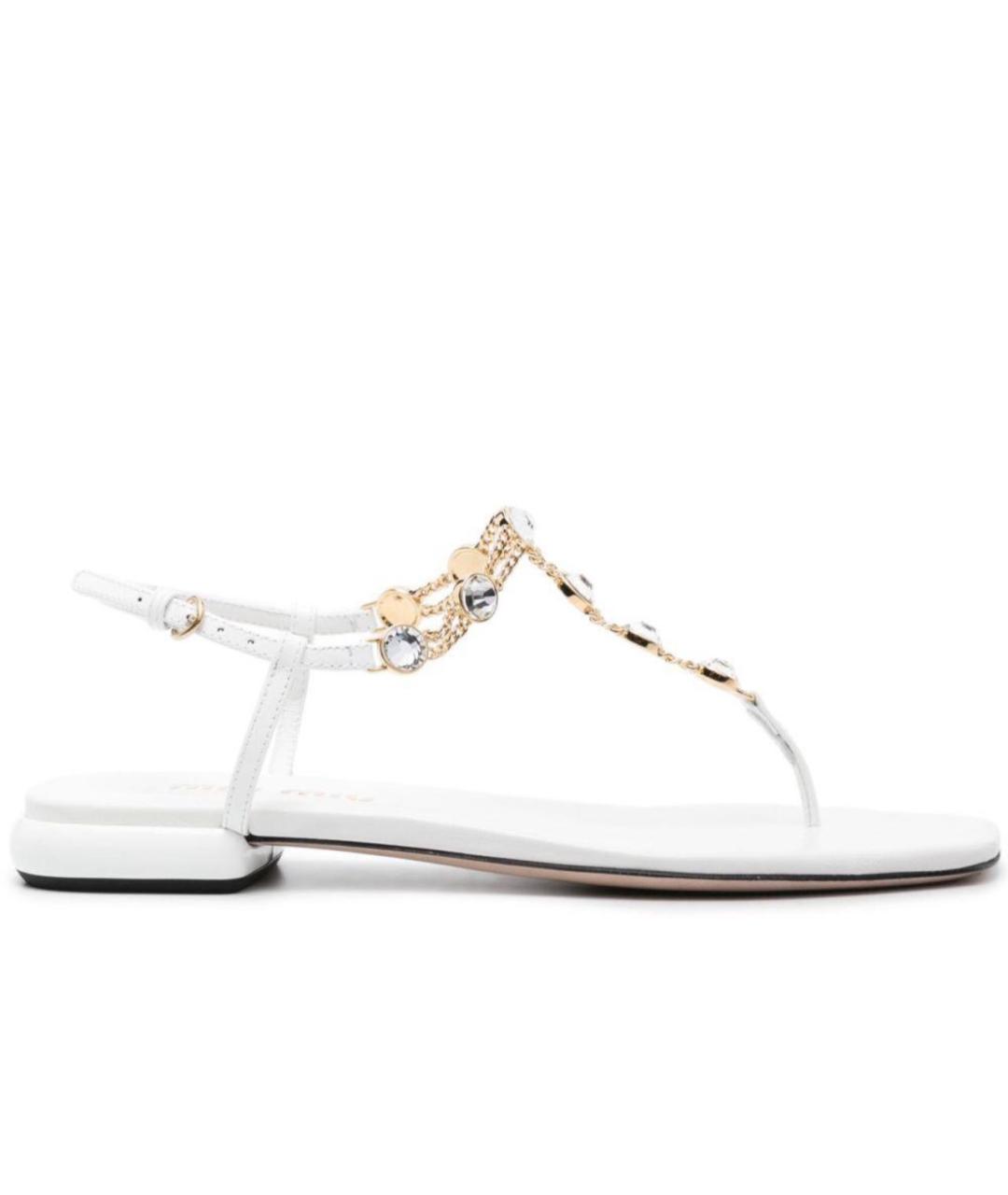 MIU MIU Белые кожаные босоножки, фото 9
