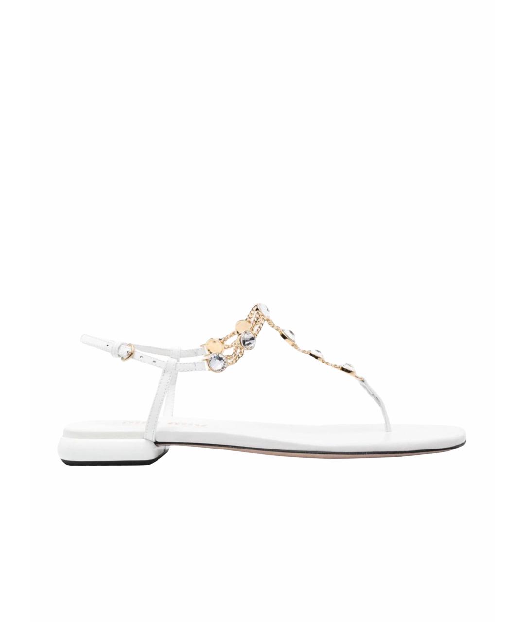 MIU MIU Белые кожаные босоножки, фото 1