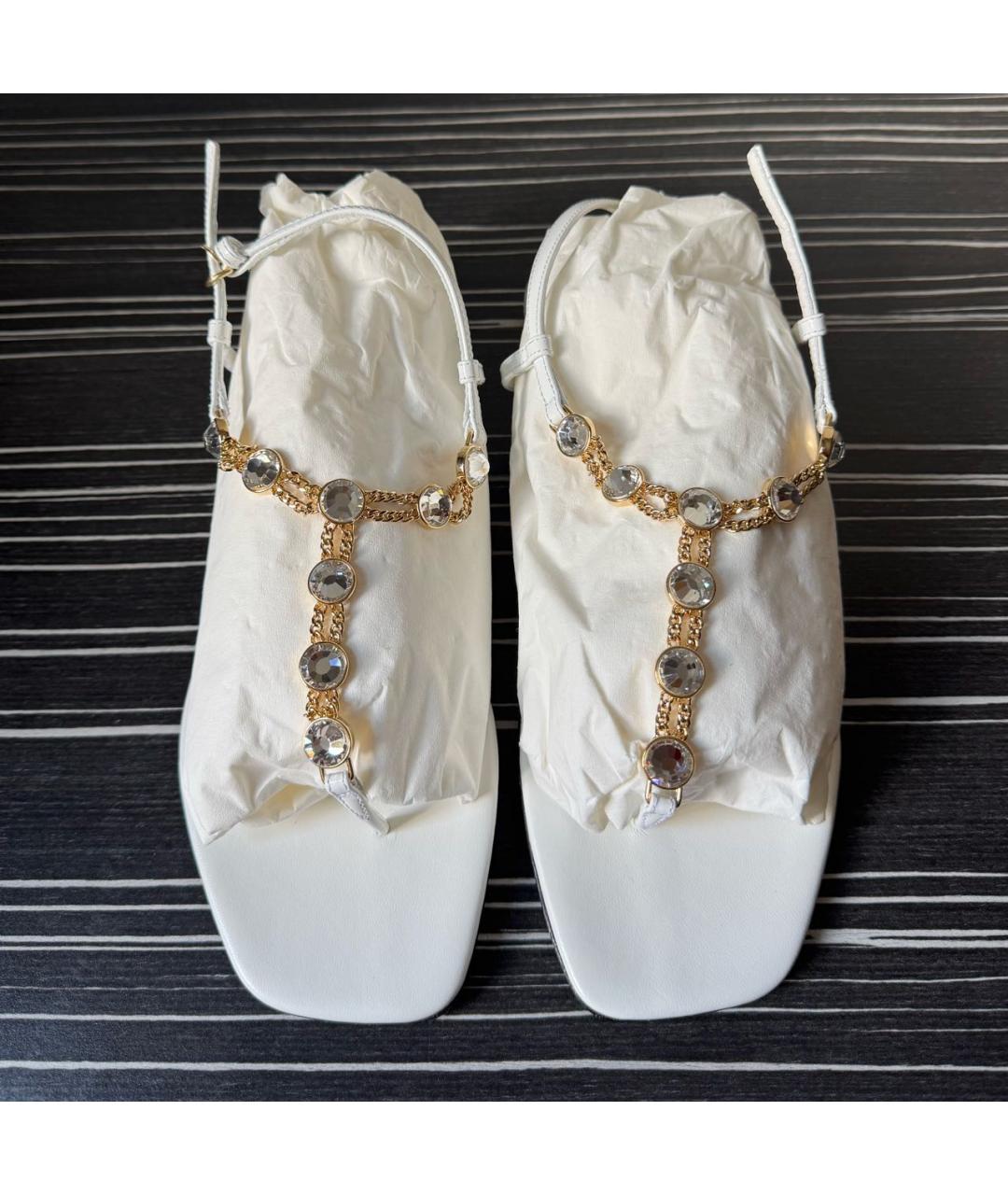 MIU MIU Белые кожаные босоножки, фото 3