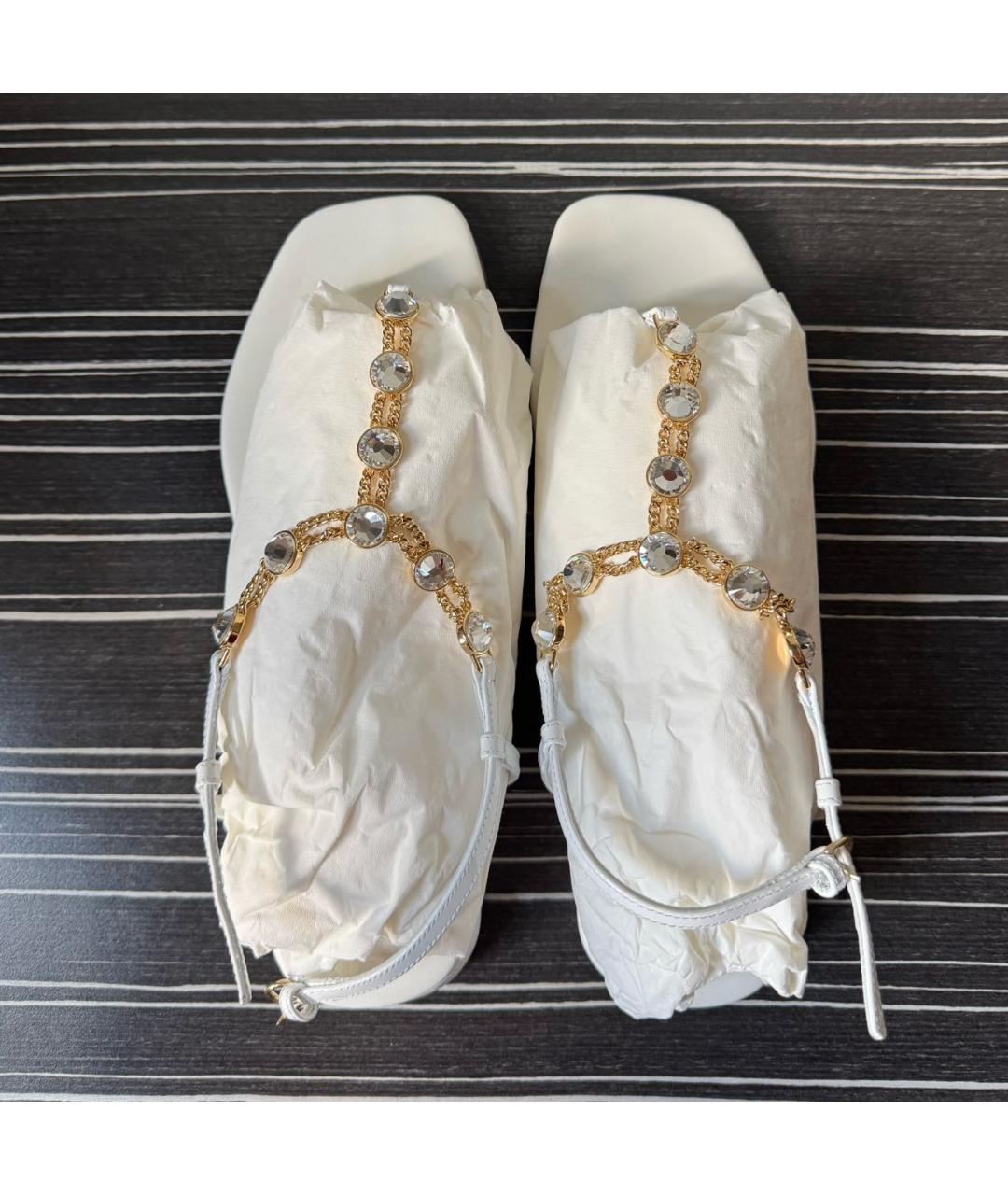 MIU MIU Белые кожаные босоножки, фото 4