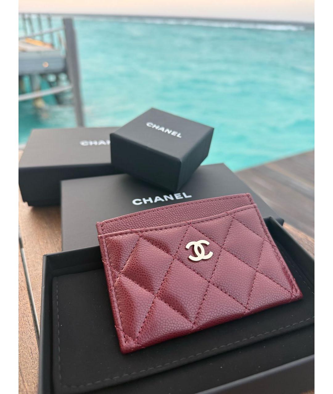 CHANEL Бордовый кожаный кардхолдер, фото 3