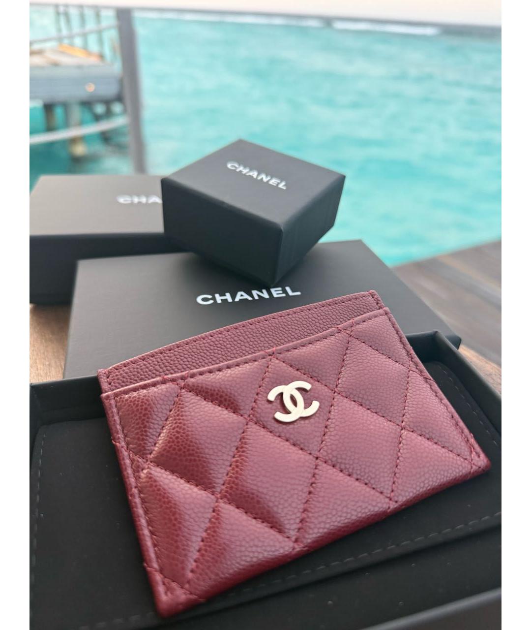 CHANEL Бордовый кожаный кардхолдер, фото 2