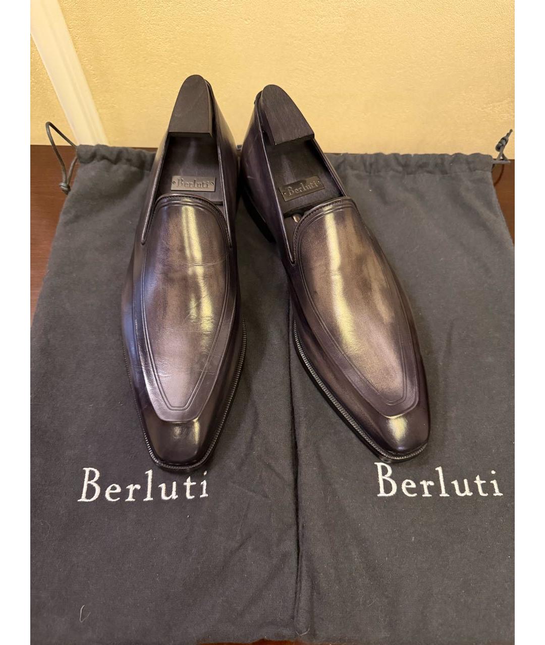 BERLUTI Антрацитовые кожаные туфли, фото 3