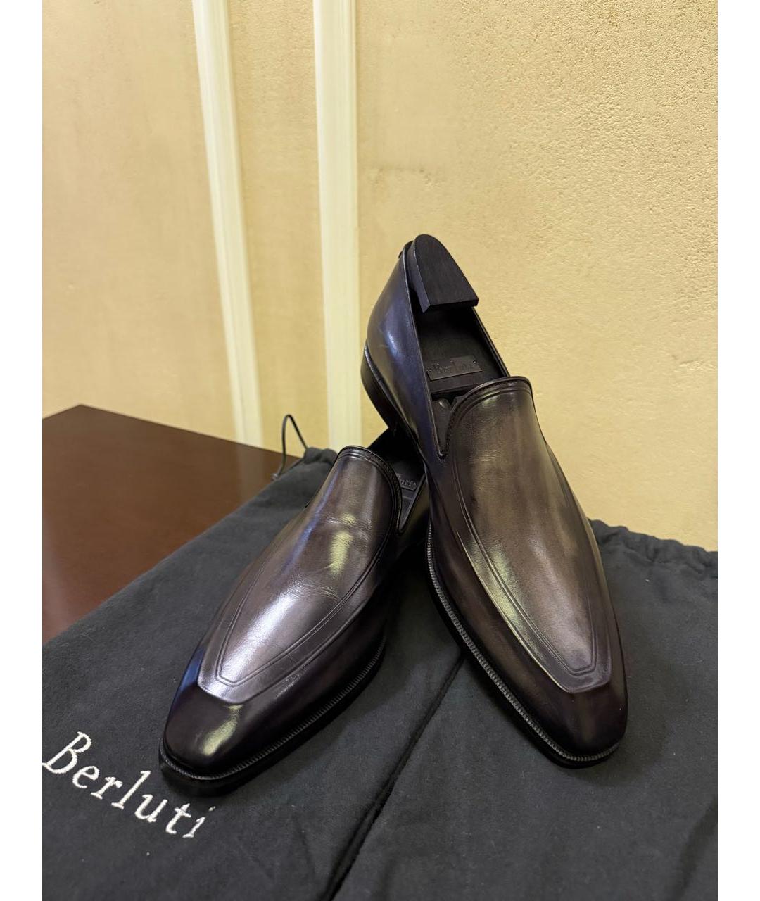 BERLUTI Антрацитовые кожаные туфли, фото 4