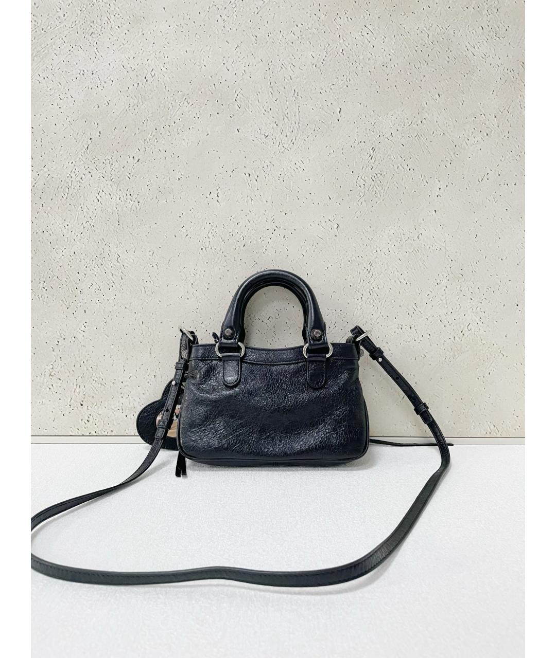 BALENCIAGA Черная кожаная сумка тоут, фото 3