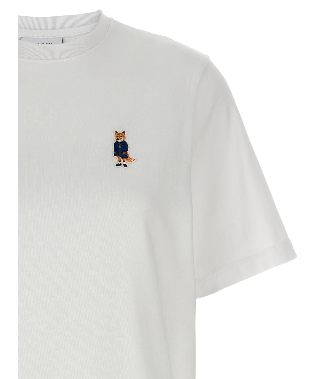 MAISON KITSUNE Белая хлопковая футболка, фото 3