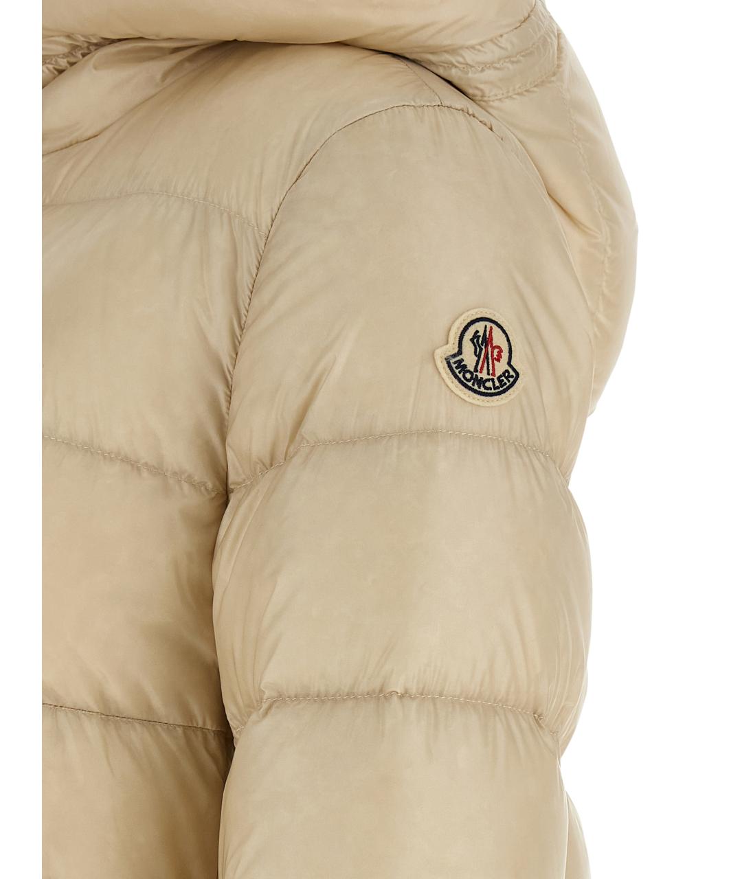MONCLER Бежевый полиамидовый пуховик, фото 4