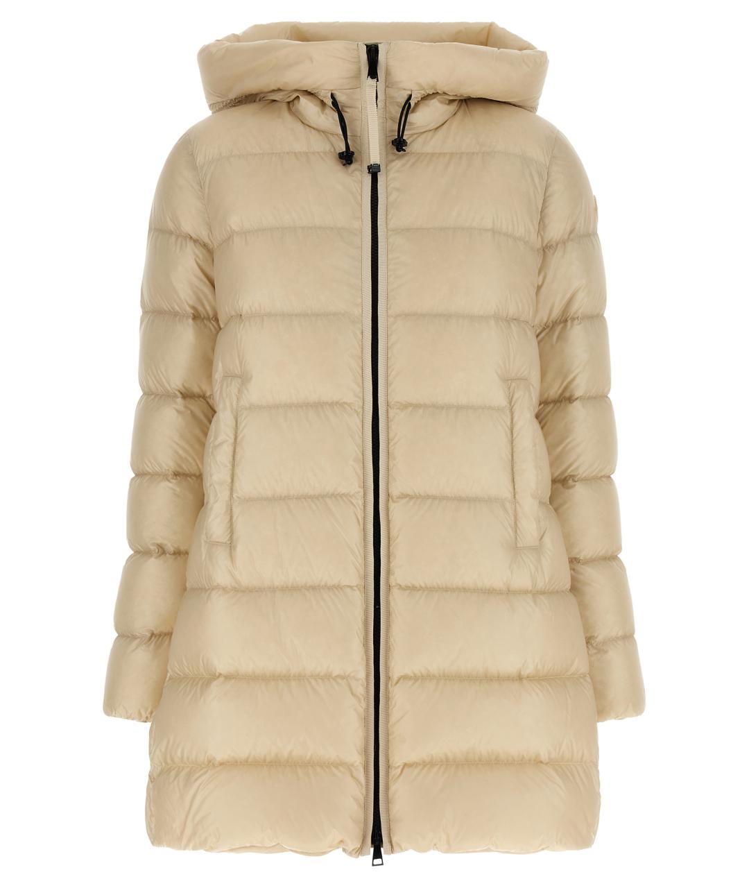 MONCLER Бежевый полиамидовый пуховик, фото 1
