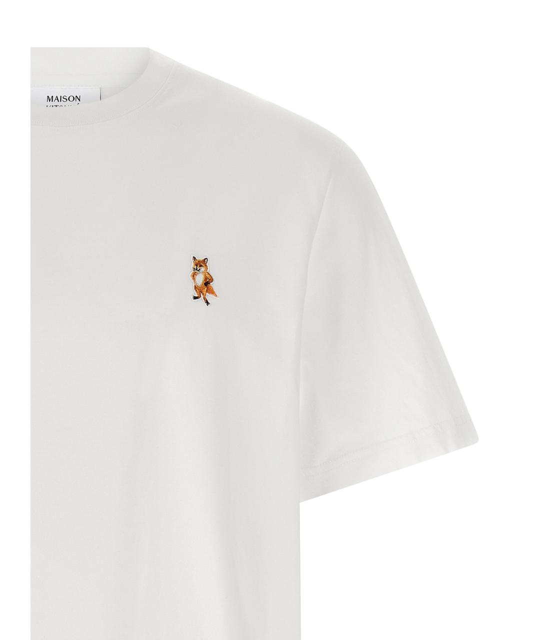 MAISON KITSUNE Белая хлопковая футболка, фото 3