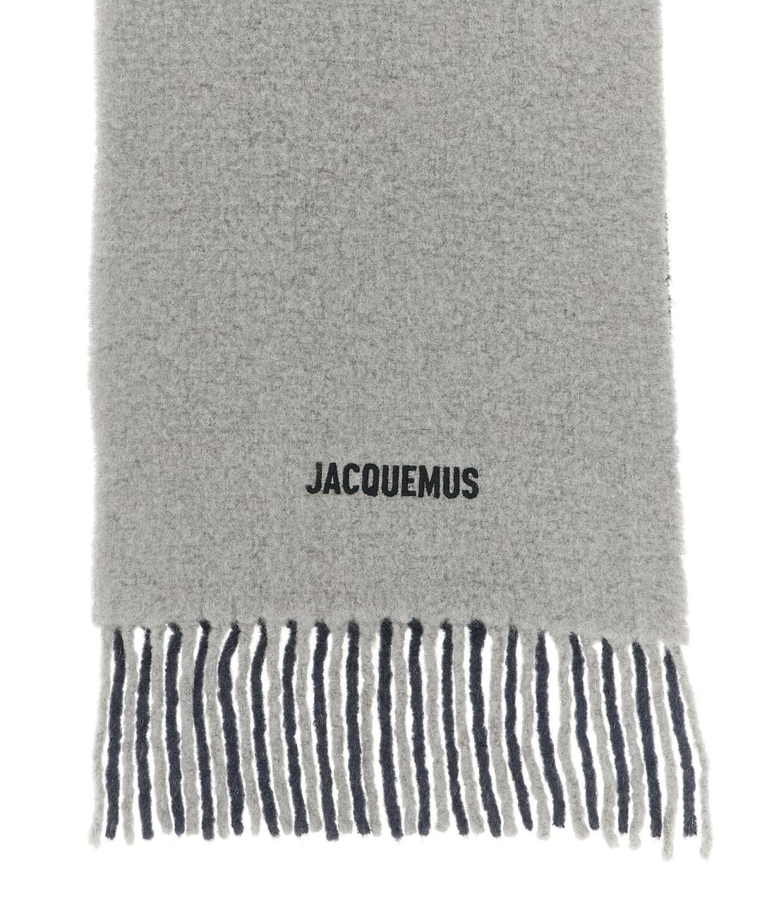 JACQUEMUS Серый шерстяной шарф, фото 2