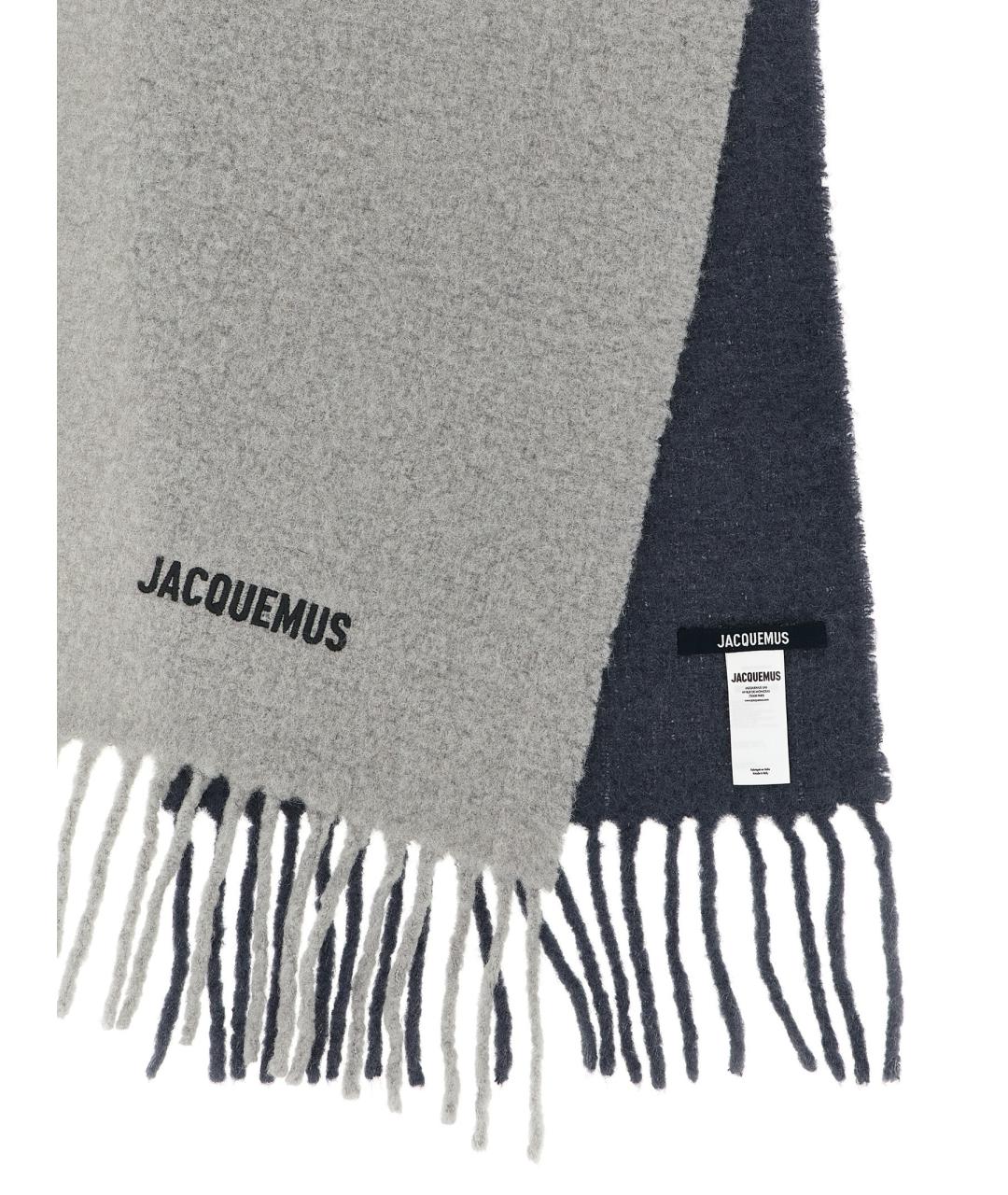 JACQUEMUS Серый шерстяной шарф, фото 3