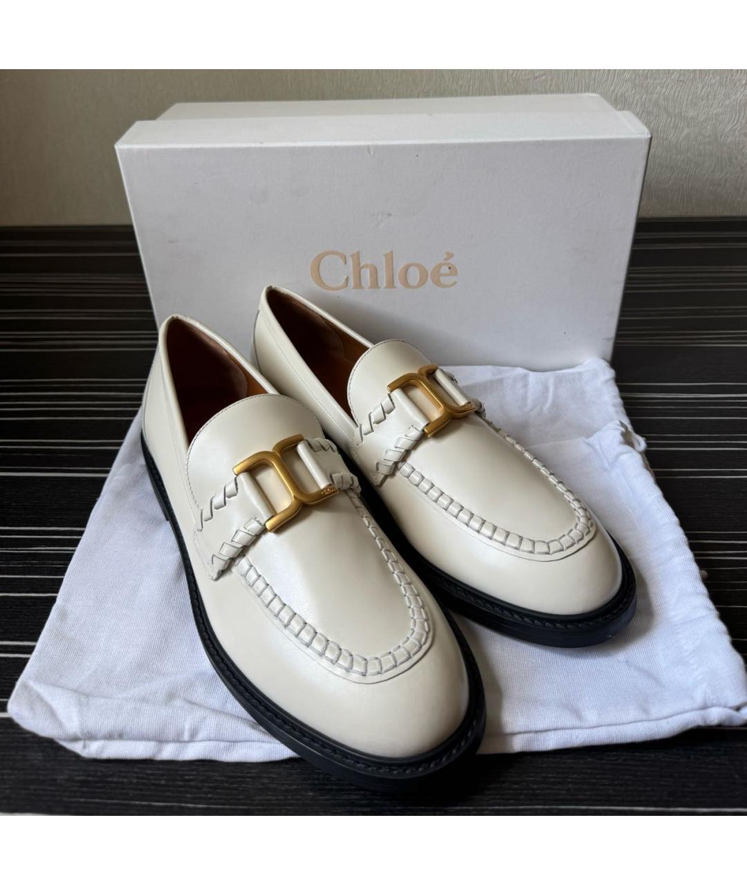 CHLOE Белые кожаные лоферы, фото 7